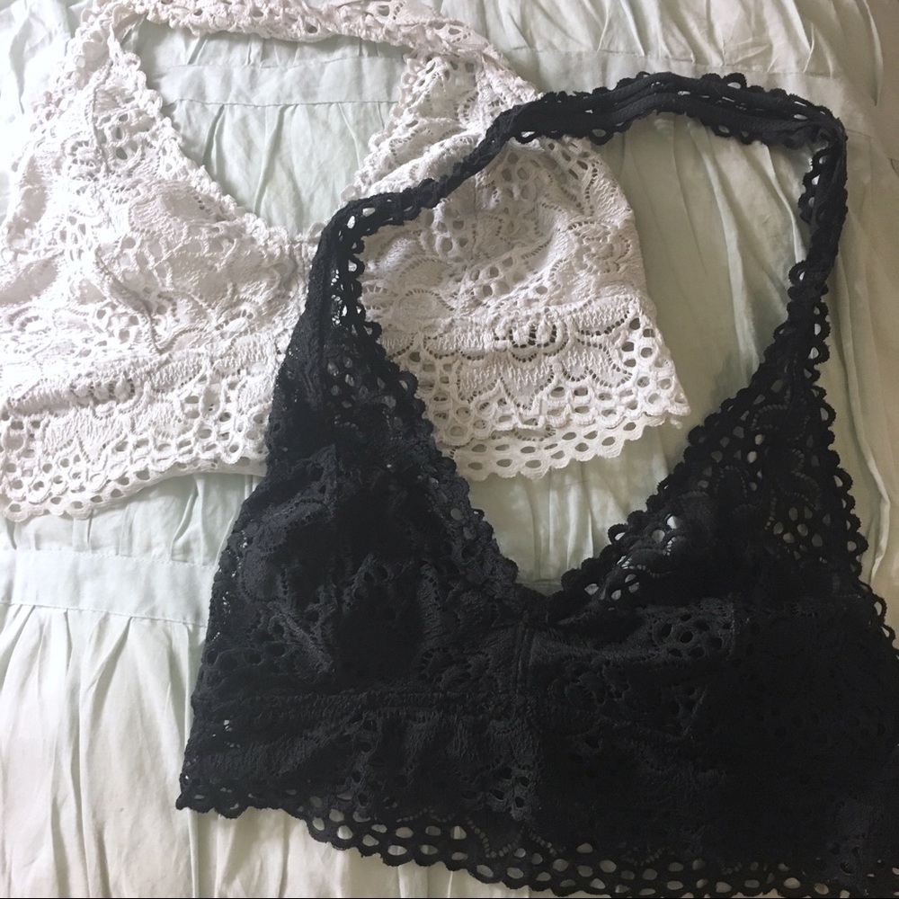 Two Aerie Lace Halter Bralettes